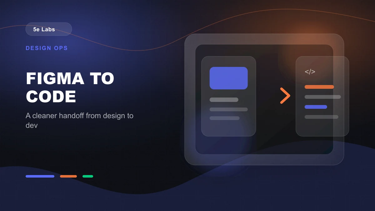 Branded abstract 5e Labs cover image for From Figma to production: how our design-to-dev handoff works