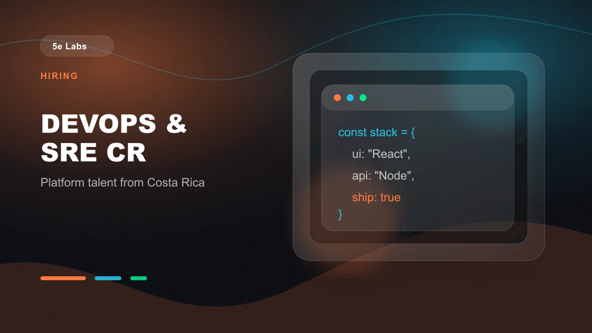 Branded abstract 5e Labs cover image for Hiring DevOps & SRE Talent from Costa Rica