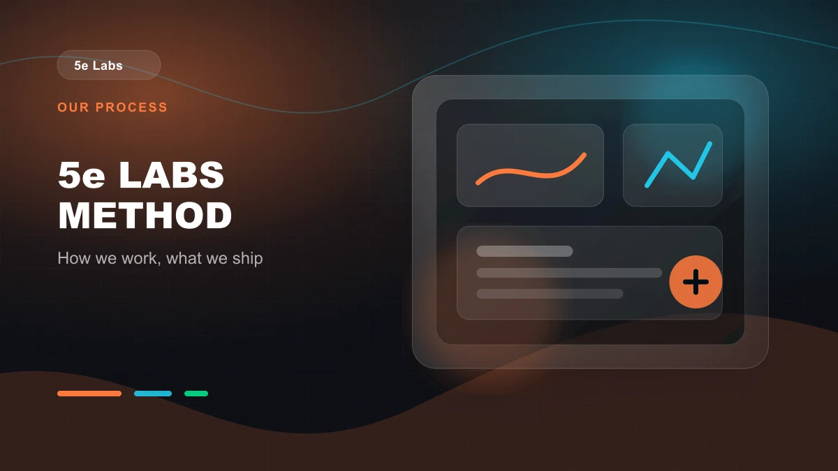 Branded abstract 5e Labs cover image for How 5e Labs Delivers Software That Matters