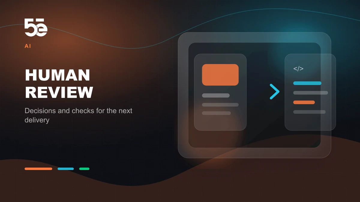Branded abstract 5e Labs cover image for Where human review belongs in an AI workflow