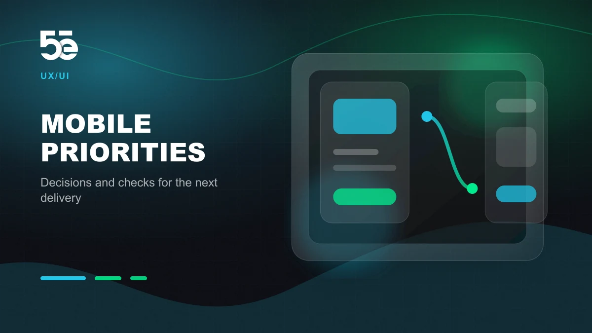 Branded abstract 5e Labs cover image for Mobile navigation starts with content priorities