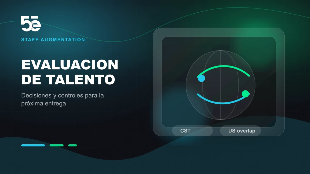 Branded abstract 5e Labs cover image for Una matriz de entrevista para evaluar a un ingeniero nearshore