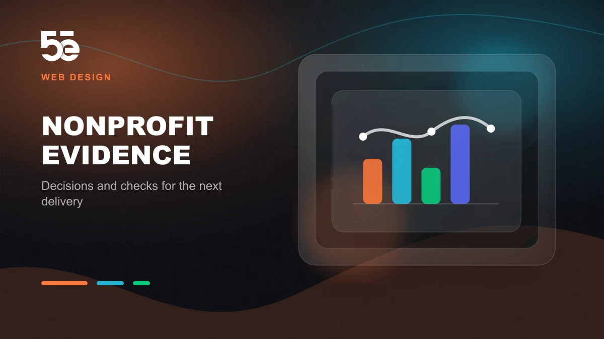 Branded abstract 5e Labs cover image for Nonprofit websites: make evidence and next steps easy to find