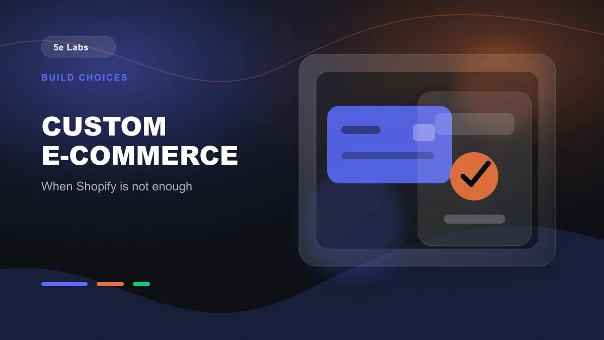 Branded abstract 5e Labs cover image for Why You Should Have a Custom E-commerce Site (Not Just Shopify)