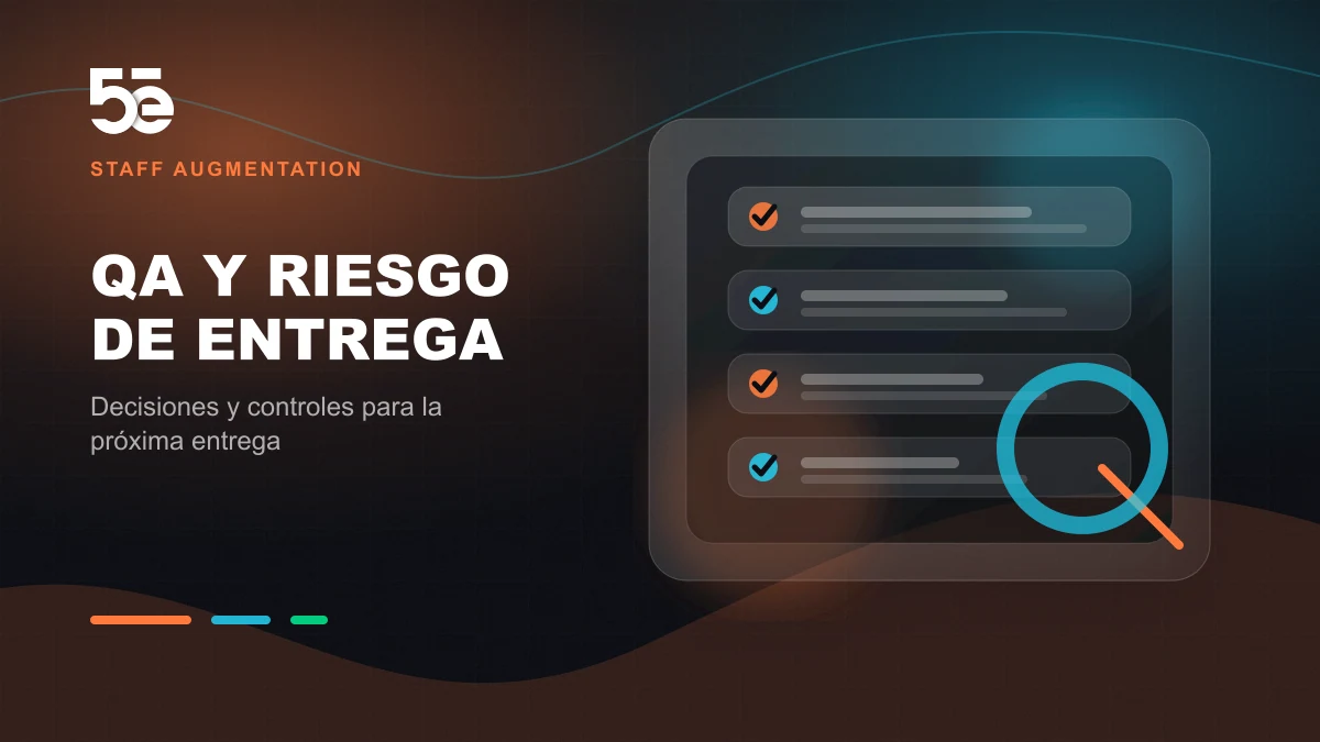 Branded abstract 5e Labs cover image for Sume capacidad de QA según el riesgo de la publicación