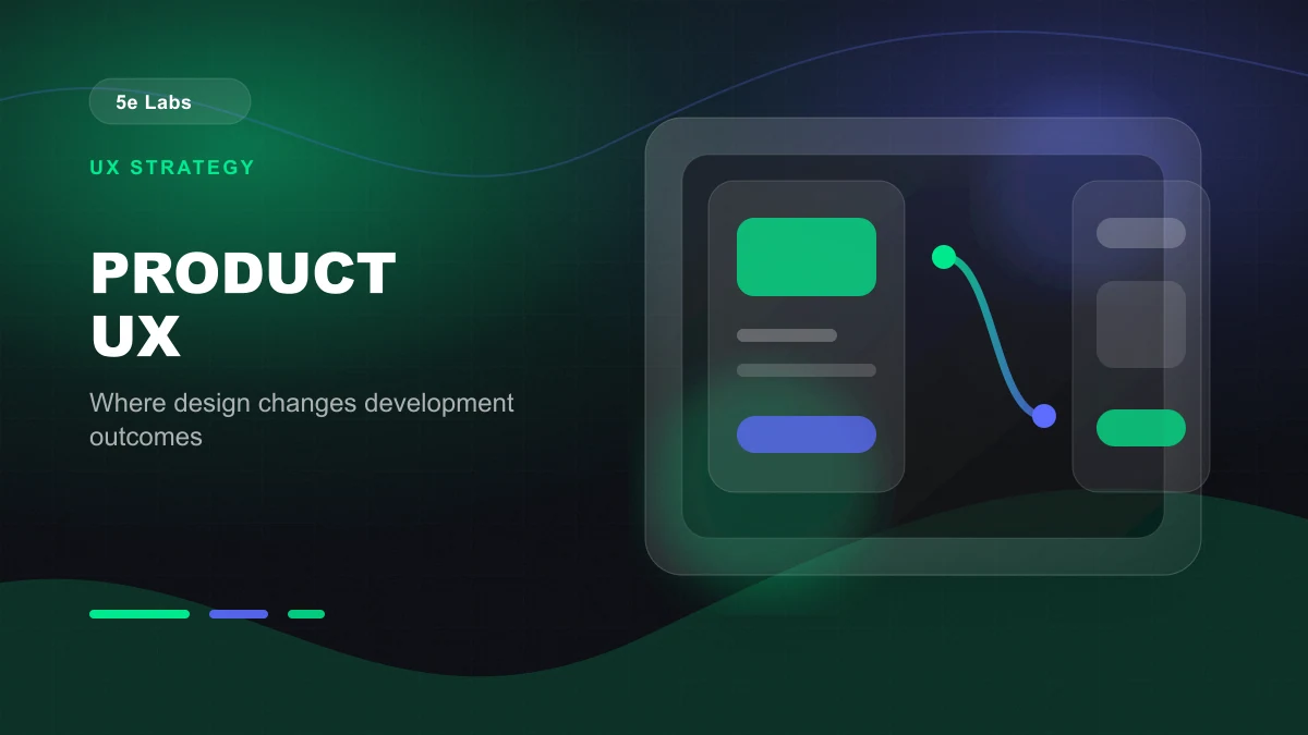 Branded abstract 5e Labs cover image for The Role of UX in Software Development