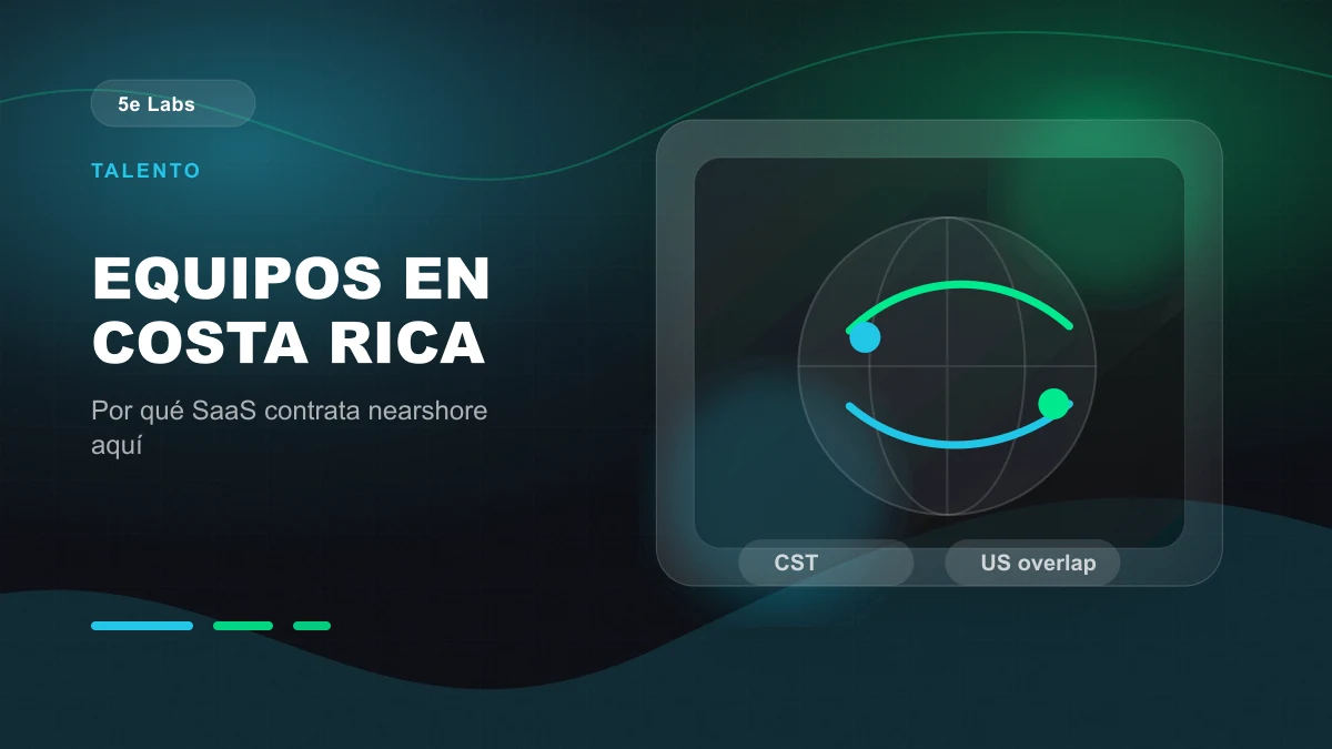 Branded abstract 5e Labs cover image for Por qué las empresas SaaS están contratando developers en Costa Rica