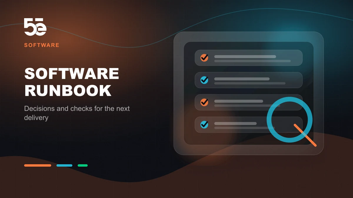 Branded abstract 5e Labs cover image for The runbook your software handover should include