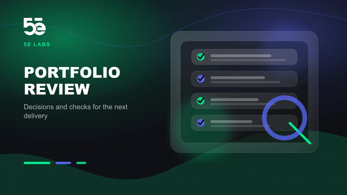Branded abstract 5e Labs cover image for How to review a web agency portfolio before choosing a partner