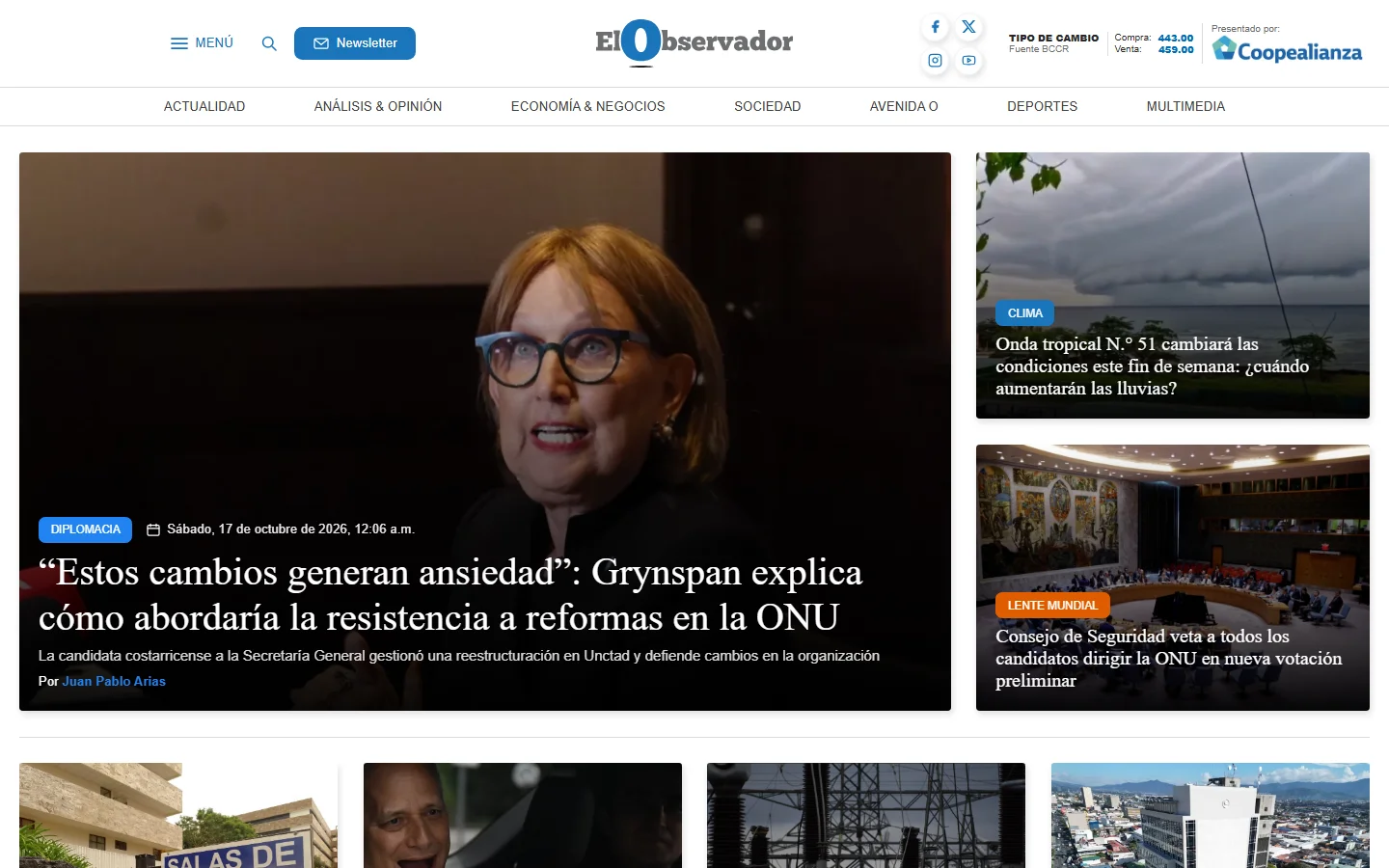 El Observador homepage captured in October 2026