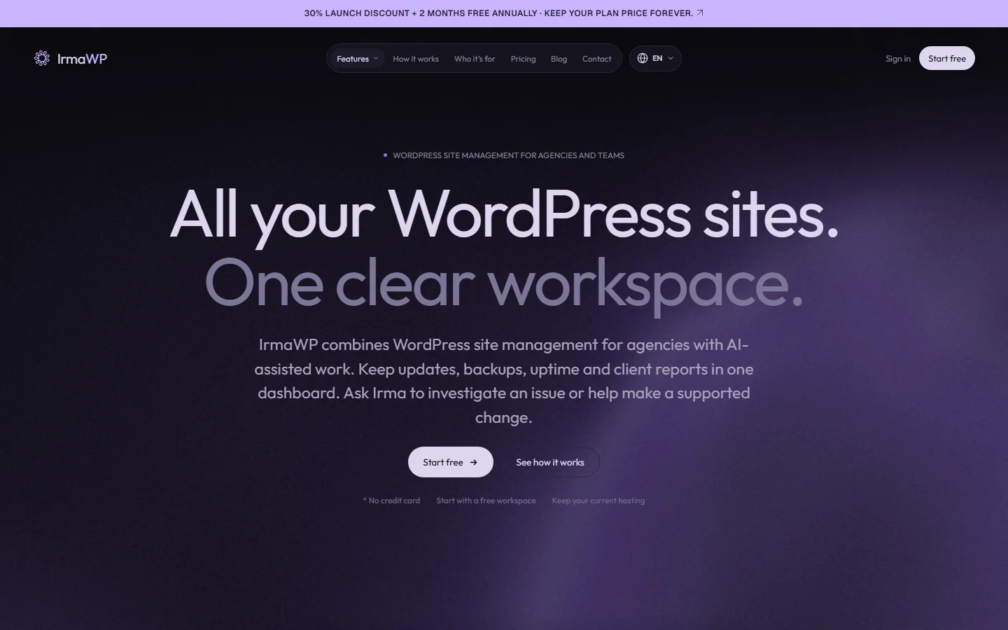 IrmaWP homepage captured in October 2026