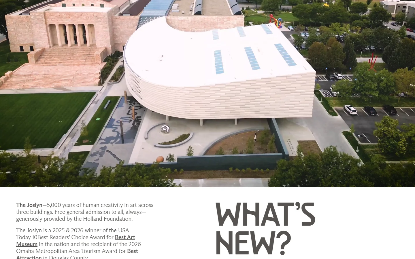 Joslyn Art Museum homepage captured in October 2026