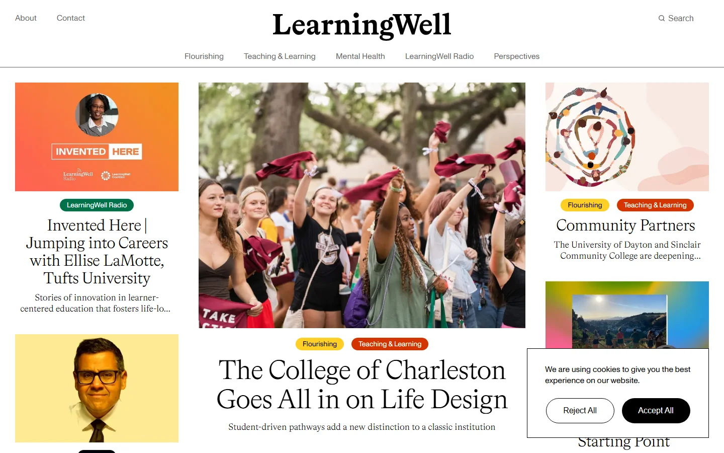 LearningWell Magazine homepage captured in October 2026